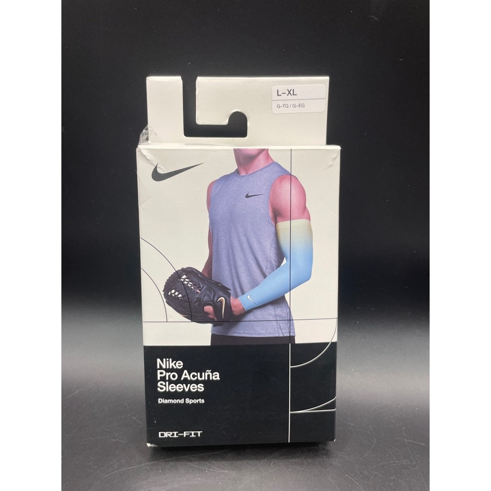 Nike Pro Acuña Diamond Sports Dri-FIT Compression Arm Sleeve L-XL Blue Yellow